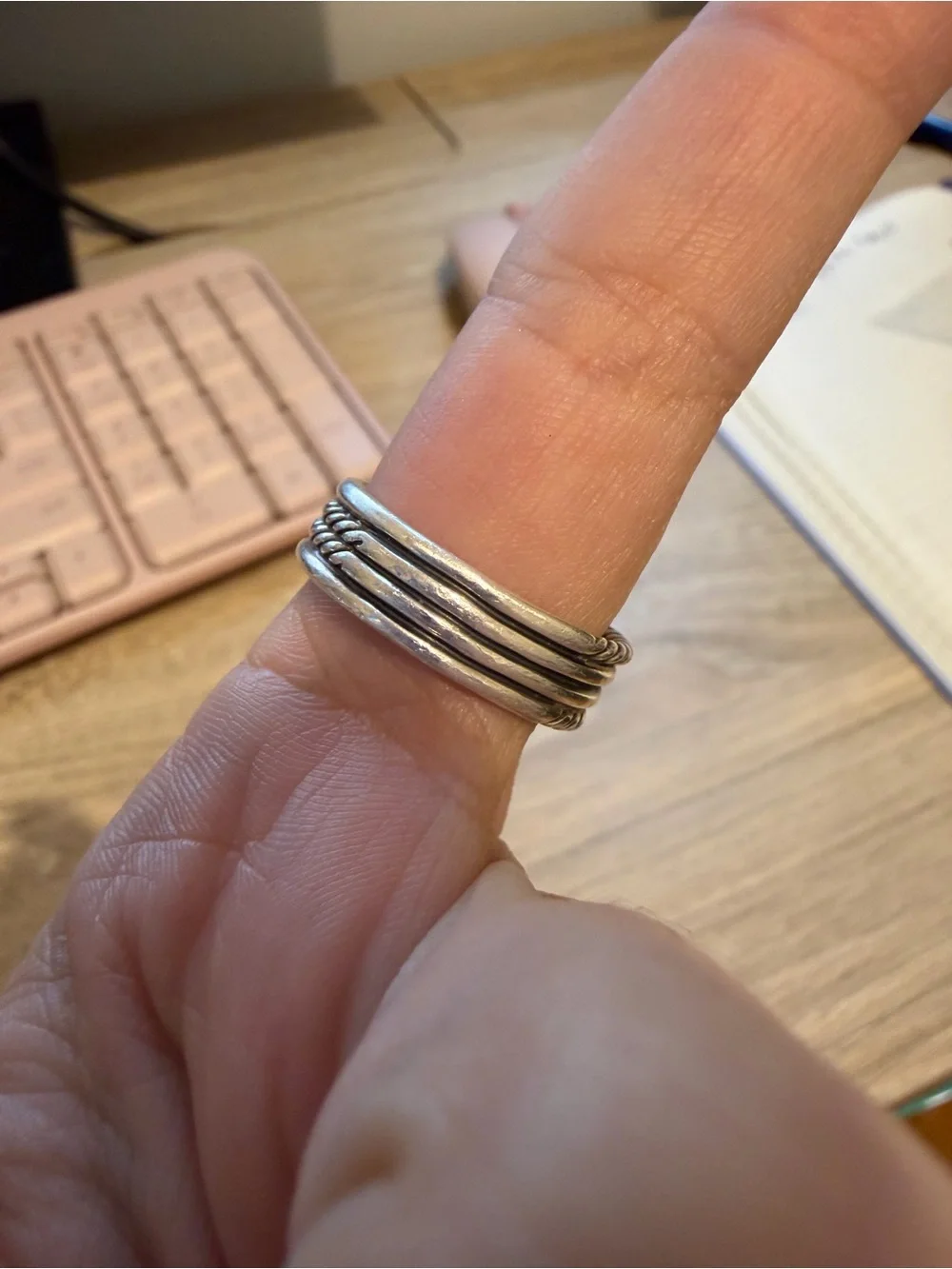 David Yurman Silver Rope Stack Ring with Gold Knot Accent